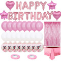 Rose Gold Birthday Party Supplies Joyeux anniversaire Banner Star Heart Foil Balloons Birthday Party Decoration Set